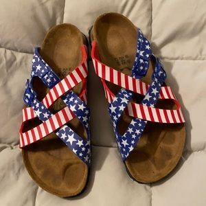 Birkenstock patriotic sandal. Size 8. Seldom worn. Great condition